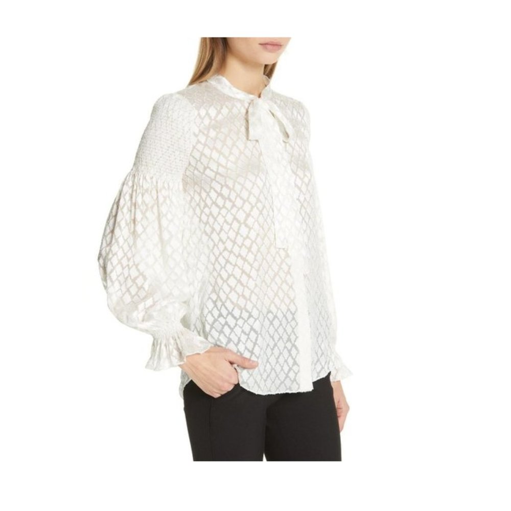 DIANE VON FURSTENBERG Caroline Neck Tie Blouse In Ivory